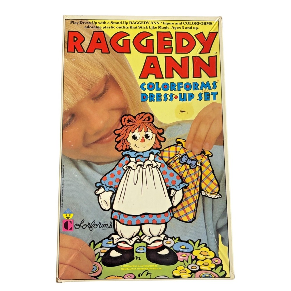 Vintage Raggedy Ann Colorforms Dress-Up Set 1988 Complete w/ Stand USA